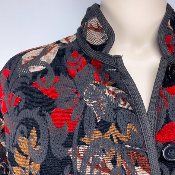 VINTAGE 70βs Incredible Reversible Floral Velvet Tapisserie Jacket Whimsigoth - Picture 10 of 10